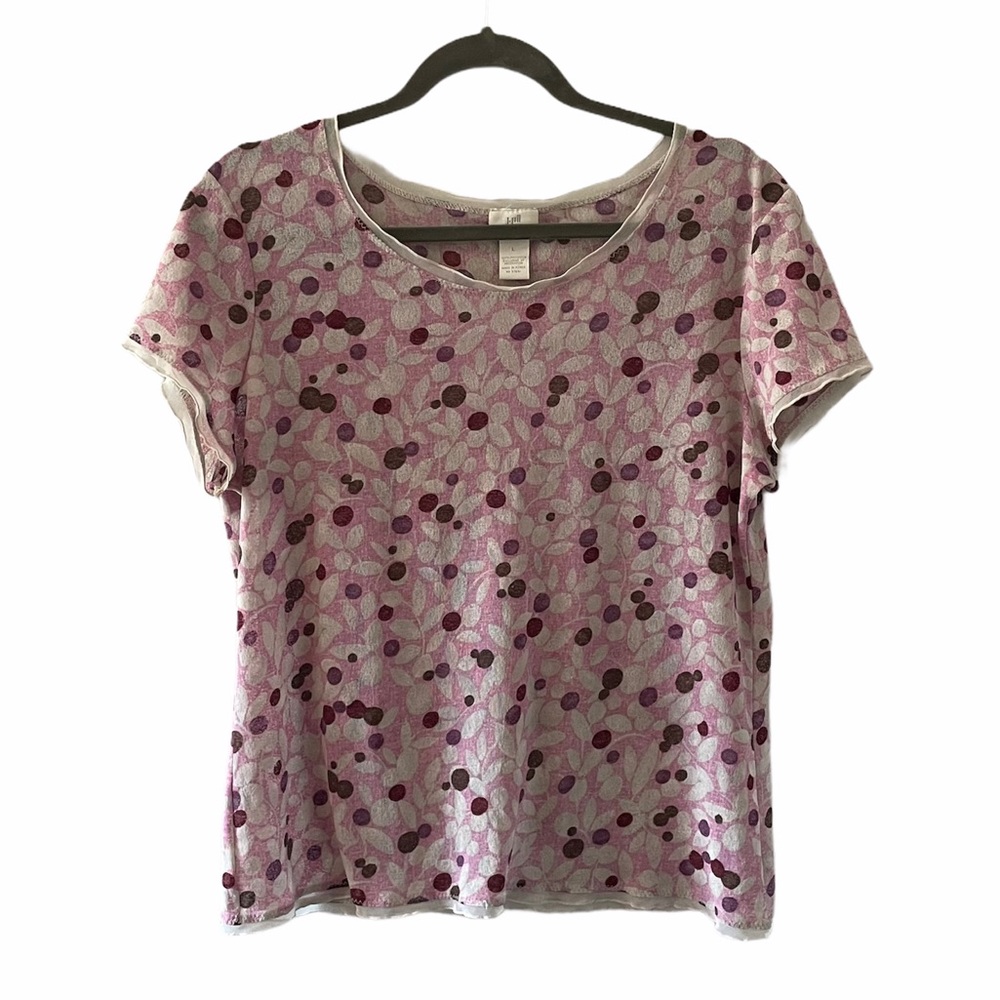 J. Jill Floral Short Sleeved Blouse Large